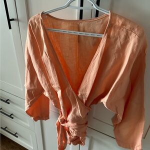 Linen Wrap Blouse